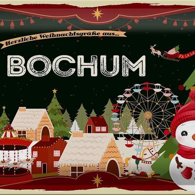 Blechschild Weihnachten Grüße aus BOCHUM 30x20cm
