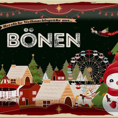 Cartel de chapa Saludos navideños de BÖNEN 30x20cm