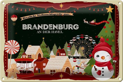 Blechschild Weihnachten Grüße BRANDENBURG 30x20cm