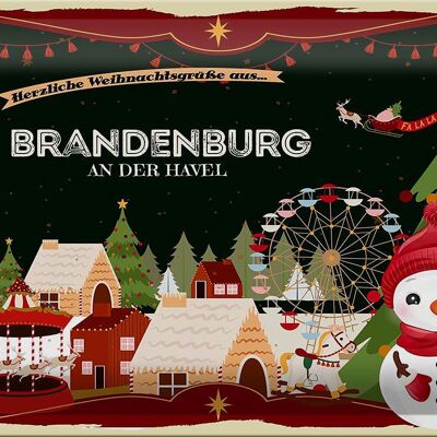 Blechschild Weihnachten Grüße BRANDENBURG 30x20cm