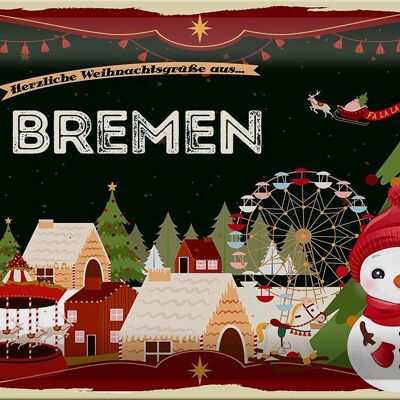 Blechschild Weihnachten Grüße aus BREMEN 30x20cm
