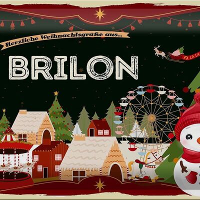 Cartel de chapa Saludos navideños de BRILON 30x20cm