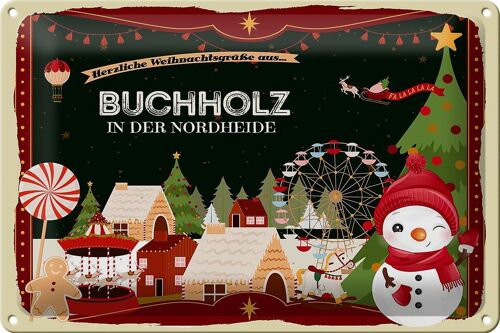 Blechschild Weihnachten Grüße BUCHHOLZ 30x20cm