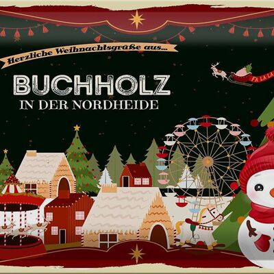 Blechschild Weihnachten Grüße BUCHHOLZ 30x20cm