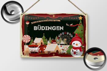 Plaque en tôle Salutations de Noël BÜDINGEN 30x20cm 2