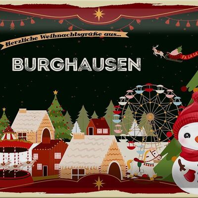 Blechschild Weihnachten Grüße BURGHAUSEN 30x20cm