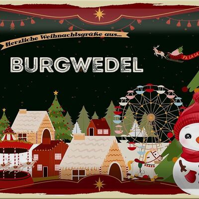 Metal sign Christmas greetings BURGWEDEL 30x20cm