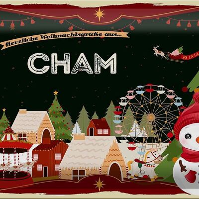 Metal sign Christmas greetings CHAM Fest 30x20cm