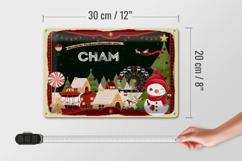 Plaque en tôle Salutations de Noël CHAM Fest 30x20cm 4