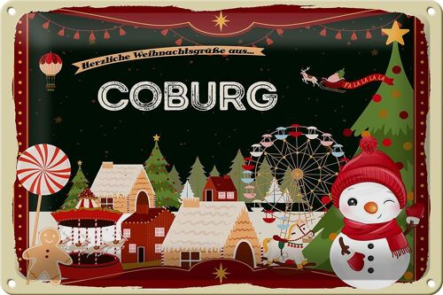 Blechschild Weihnachten Grüße aus COBURG 30x20cm