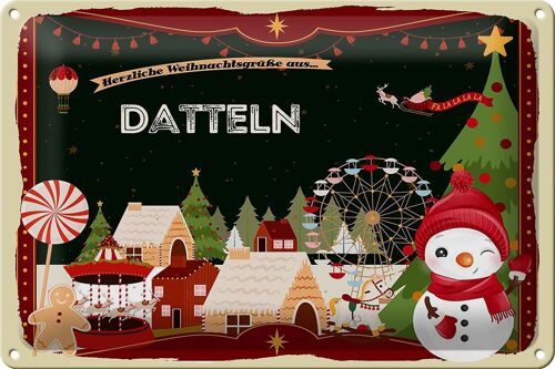 Blechschild Weihnachten Grüße aus DATTELN 30x20cm