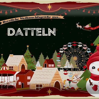 Cartel de chapa Saludos navideños de DATTELN 30x20cm