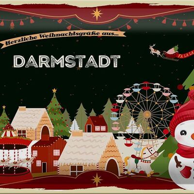 Blechschild Weihnachten Grüße DARMSTADT 30x20cm