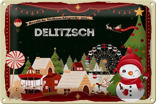 Blechschild Weihnachten Grüße DELITZSCH 30x20cm