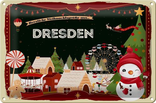 Blechschild Weihnachten Grüße aus DRESDEN 30x20cm