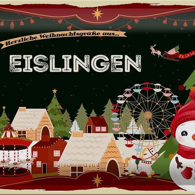 Blechschild Weihnachten Grüße EISLINGEN 30x20cm