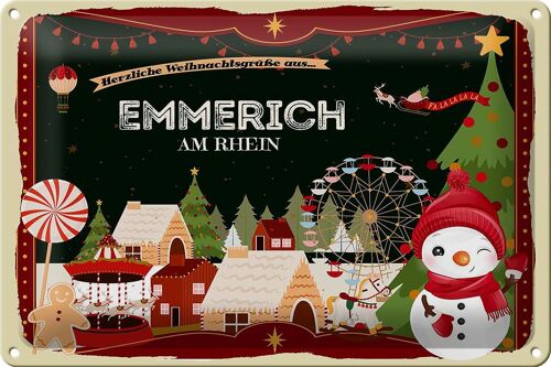Blechschild Weihnachten Grüße EMMERICH AM RHEIN 30x20cm