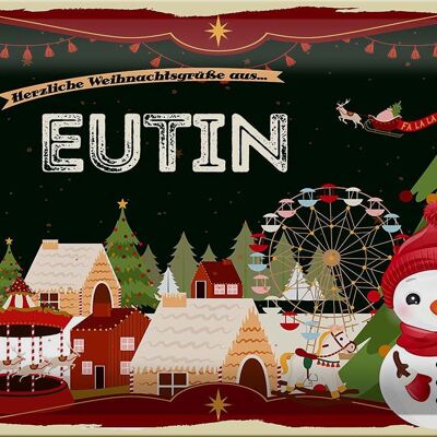 Blechschild Weihnachten Grüße aus EUTIN 30x20cm