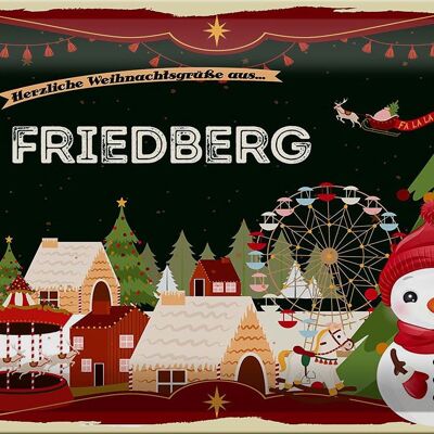 Blechschild Weihnachten Grüße FRIEDBERG 30x20cm