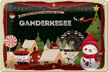 Plaque en tôle Salutations de Noël GANDERKESEE 30x20cm 1