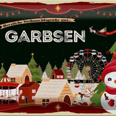 Blechschild Weihnachten Grüße aus GARBSEN 30x20cm
