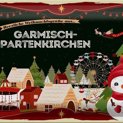 Cartel de chapa Saludos navideños GARMISCH-PARTENKIRCHEN 30x20cm