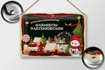 Plaque en tôle Salutations de Noël GARMISCH-PARTENKIRCHEN 30x20cm 2