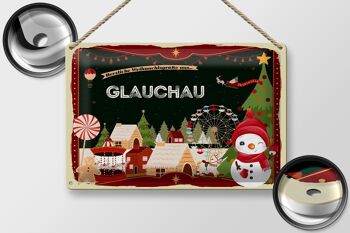 Plaque en tôle Salutations de Noël GLAUCHAU 30x20cm 2