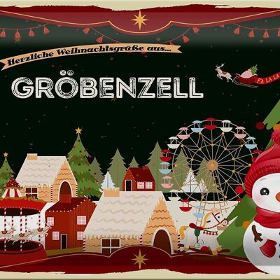 Blechschild Weihnachten Grüße GRÖBENZELL 30x20cm