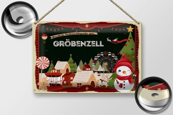 Plaque en tôle Salutations de Noël GRÖBENZELL 30x20cm 2