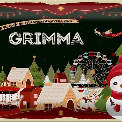 Blechschild Weihnachten Grüße aus GRIMMA 30x20cm