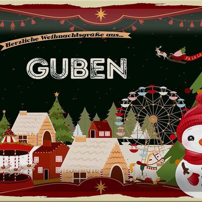 Blechschild Weihnachten Grüße aus GUBEN 30x20cm