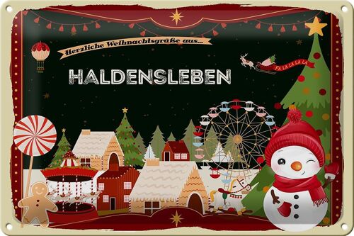 Blechschild Weihnachten Grüße HALDENSLEBEN 30x20cm