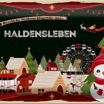 Blechschild Weihnachten Grüße HALDENSLEBEN 30x20cm