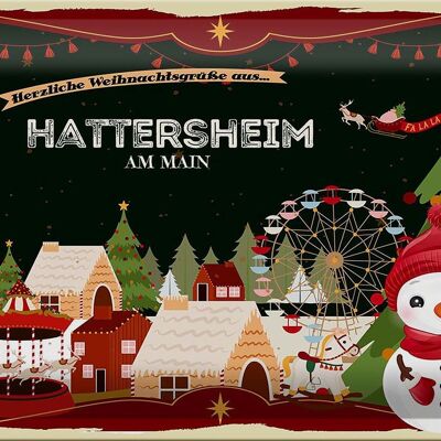 Blechschild Weihnachten Grüße HATTERSHEIM AM MAIN 30x20cm