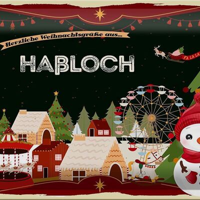 Cartel de chapa Saludos navideños de HAßLOCH 30x20cm