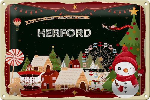 Blechschild Weihnachten Grüße aus HERFORD 30x20cm