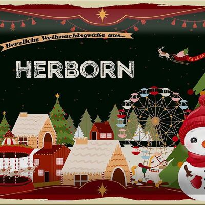Blechschild Weihnachten Grüße aus HERBORN 30x20cm