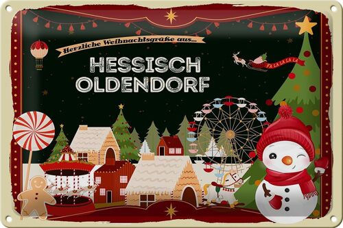 Blechschild Weihnachten Grüße HESSISCH OLDENDORF 30x20cm