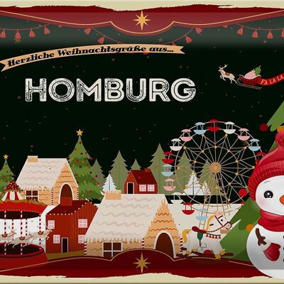 Blechschild Weihnachten Grüße aus HOMBURG 30x20cm
