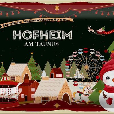 Blechschild Weihnachten Grüße HOFHEIM AM TAUNUS 30x20cm
