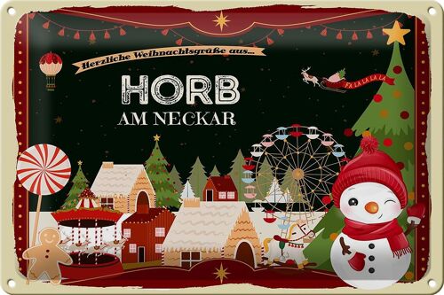 Blechschild Weihnachten Grüße aus HORB AM NECKAR 30x20cm