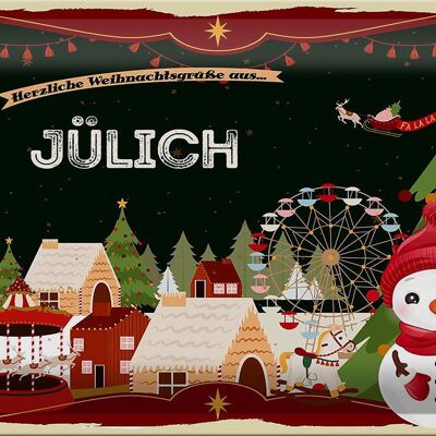 Cartel de chapa Saludos navideños de JÜLICH 30x20cm