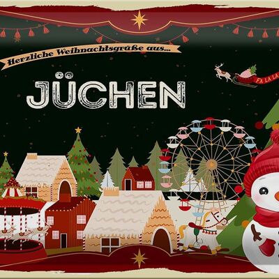 Cartel de chapa Saludos navideños de JÜCHEN 30x20cm