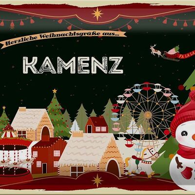 Cartel de chapa Saludos navideños de KAMENZ 30x20cm