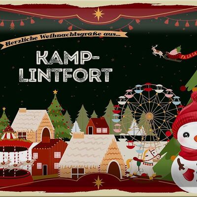 Cartel de chapa Saludos navideños de KAMP-LINTFORT 30x20cm