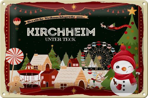 Blechschild Weihnachten Grüße KIRCHHEIM UNTER TECK 30x20cm