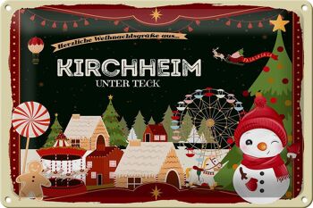 Plaque en tôle Vœux de Noël KIRCHHEIM UNDER TECK 30x20cm 1