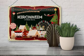 Plaque en tôle Vœux de Noël KIRCHHEIM UNDER TECK 30x20cm 3