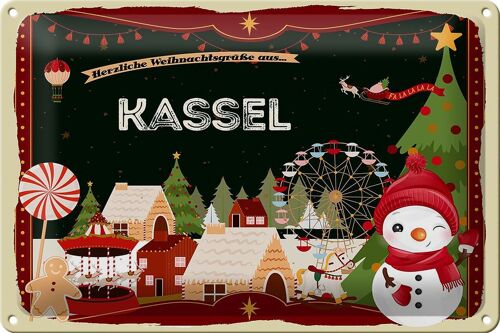 Blechschild Weihnachten Grüße aus KASSEL 30x20cm